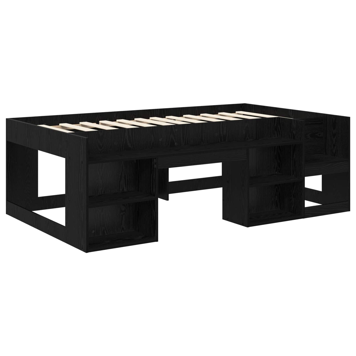 vidaXL Kids'Bed Frame with Storage Black Oak 90 x 200 cm