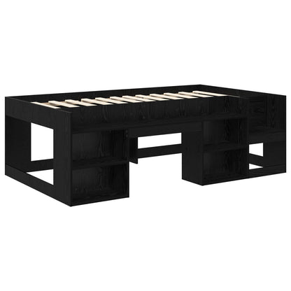 vidaXL Kids'Bed Frame with Storage Black Oak 90 x 200 cm