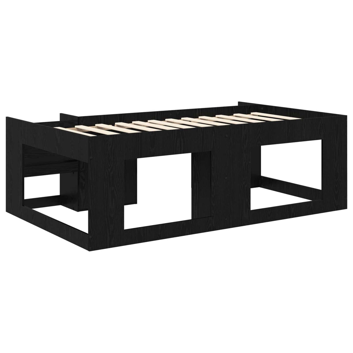 vidaXL Kids'Bed Frame with Storage Black Oak 90 x 200 cm