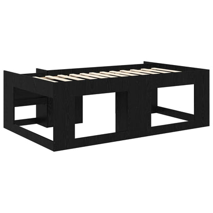 vidaXL Kids'Bed Frame with Storage Black Oak 90 x 200 cm