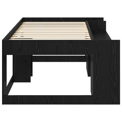 vidaXL Kids'Bed Frame with Storage Black Oak 90 x 200 cm
