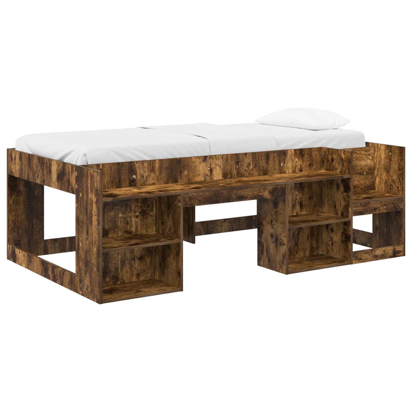 vidaXL Kids'Bed Frame with Storage Smoked Oak 90 x 200 cm