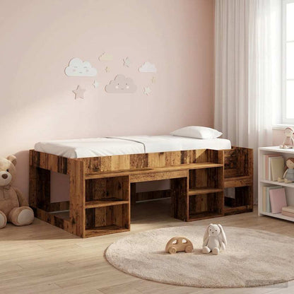 vidaXL Kids'Bed Frame with Storage Old Wood 90 x 200 cm