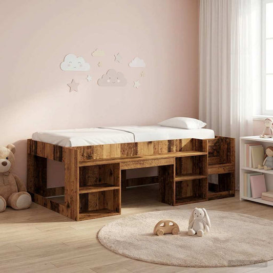 vidaXL Kids'Bed Frame with Storage Old Wood 90 x 200 cm