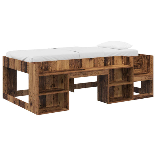 vidaXL Kids'Bed Frame with Storage Old Wood 90 x 200 cm