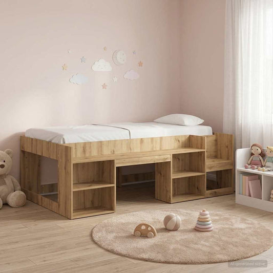 vidaXL Kids'Bed Frame with Storage Artisan Oak 90 x 200 cm