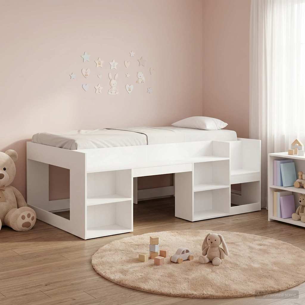 vidaXL Kids'Bed Frame with Storage White 98.5 x 200 cm