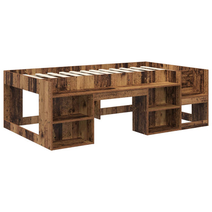 vidaXL Kids'Bed Frame with Storage Old wood 98.5 x 200 cm