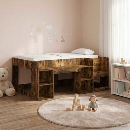 vidaXL Kids'Bed Frame Smoked Oak 80 x 160 cm Engineered Wood