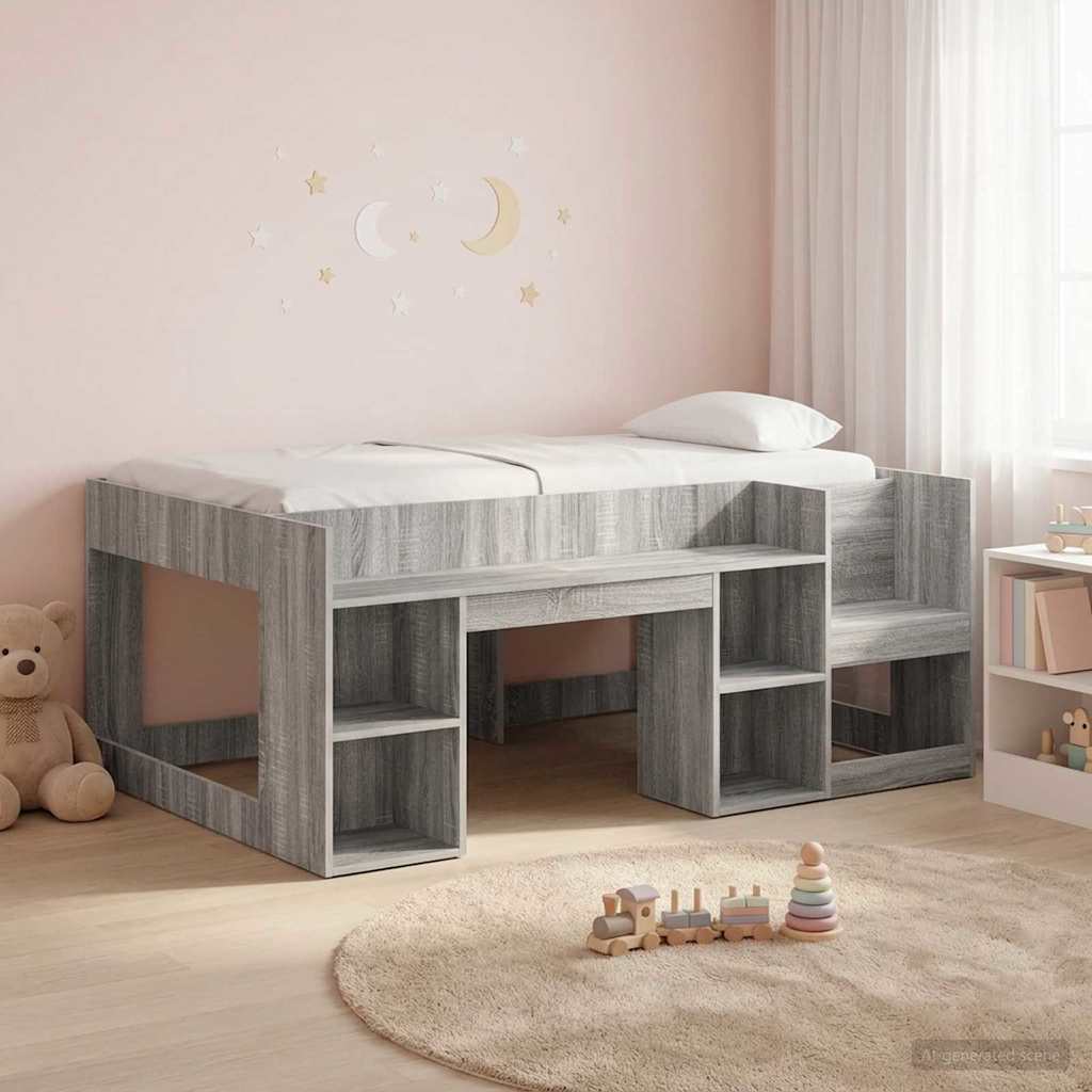 vidaXL Kids'Bed Frame with Storage Grey Sonoma 80 x 160 cm