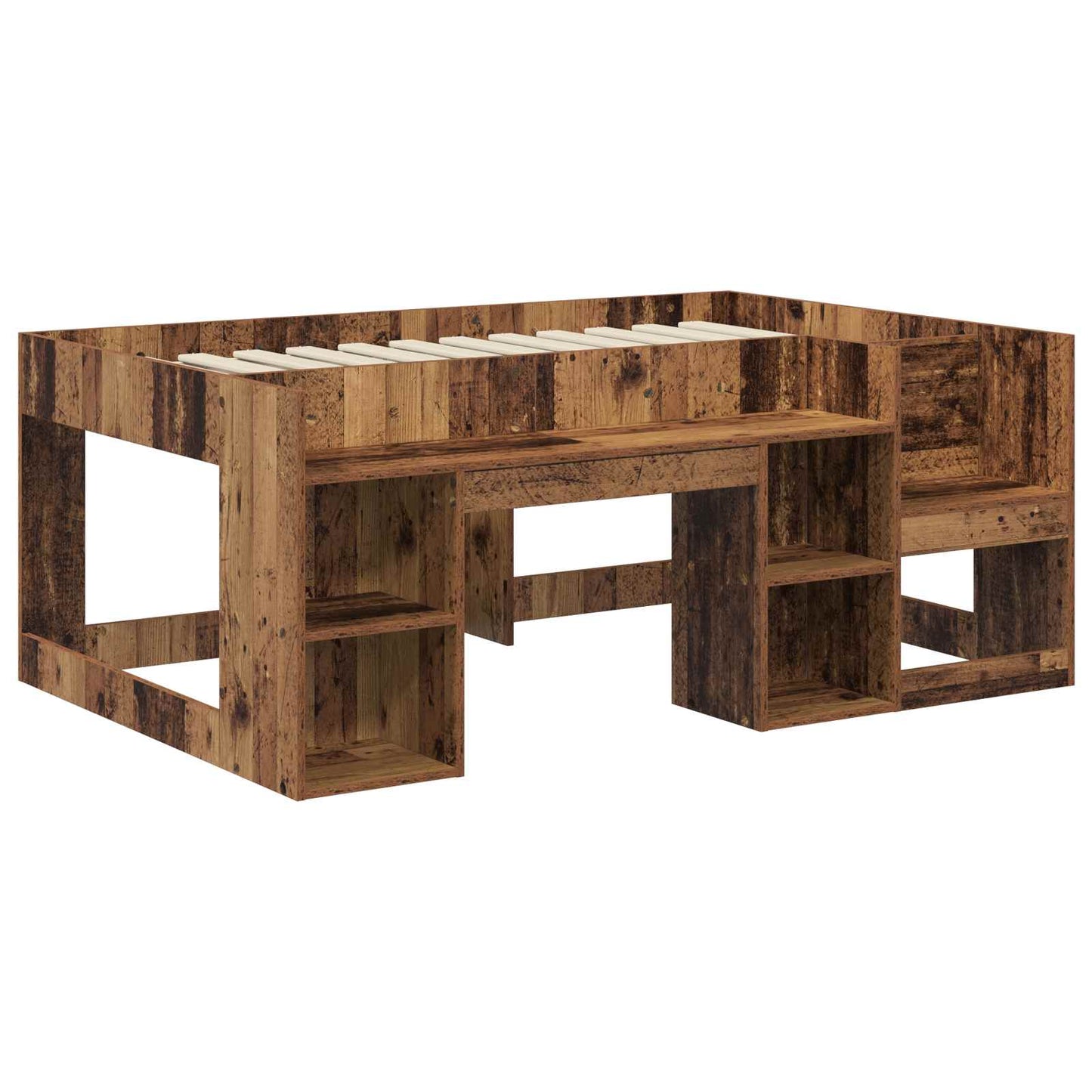 vidaXL Kids'Bed Frame with Storage Old Wood 80 x 160 cm