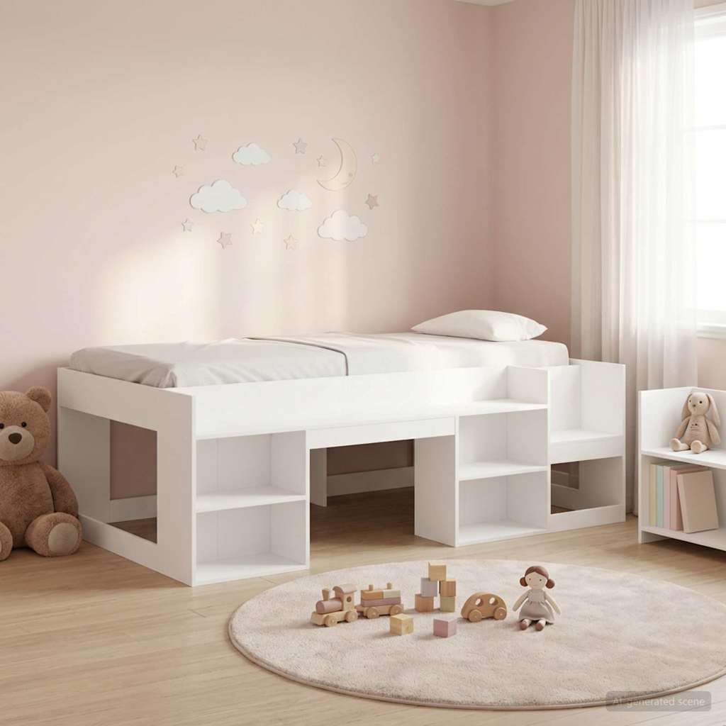 vidaXL Kids'Bed Frame White 90 x 190 cm Engineered Wood