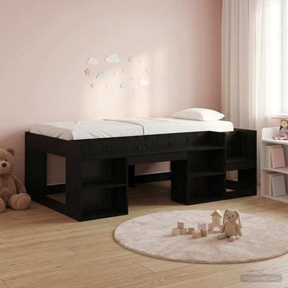 vidaXL Kids'Bed Frame with Storage Black Oak 90 x 190 cm