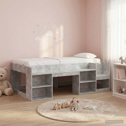 vidaXL Kids'Bed Frame with Storage Concrete Grey 90 x 190 cm