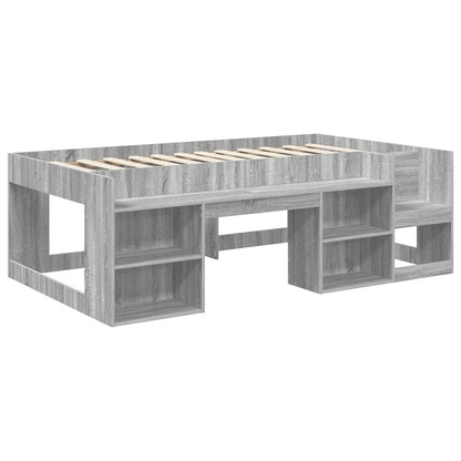 vidaXL Kids'Bed Frame with Storage Grey Sonoma 90 x 190 cm