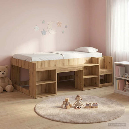 vidaXL Kids'Bed Frame Artisan Oak 90 x 190 cm Engineered Wood