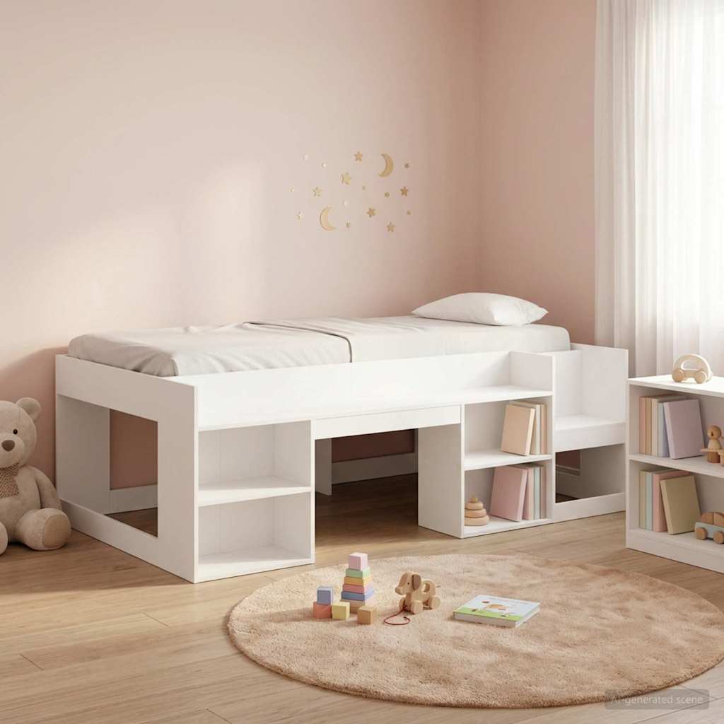 vidaXL Kids'Bed Frame with Storage White 75 x 190 cm Engineered Wood