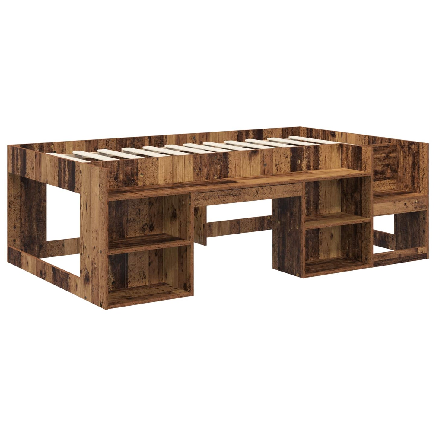 vidaXL Kids'Bed Frame with Storage Old Wood 75 x 190 cm