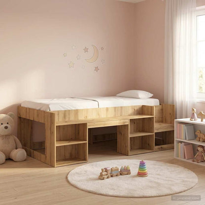 vidaXL Kids'Bed Frame Artisan Oak 75 x 190 cm Engineered Wood