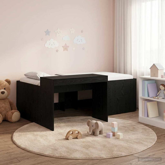 vidaXL Kids'High Bed Frame with Desk Black 80 x 200 cm
