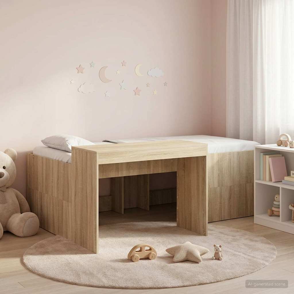 vidaXL Kids'High Bed Frame with Desk Sonoma Oak 80 x 200 cm