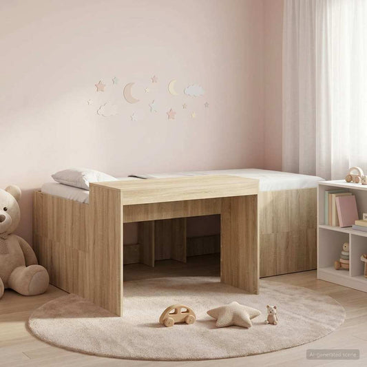 vidaXL Kids'High Bed Frame with Desk Sonoma Oak 80 x 200 cm
