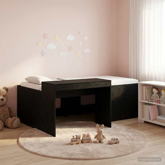 vidaXL Kids'High Bed Frame with Desk Black 90 x 200 cm