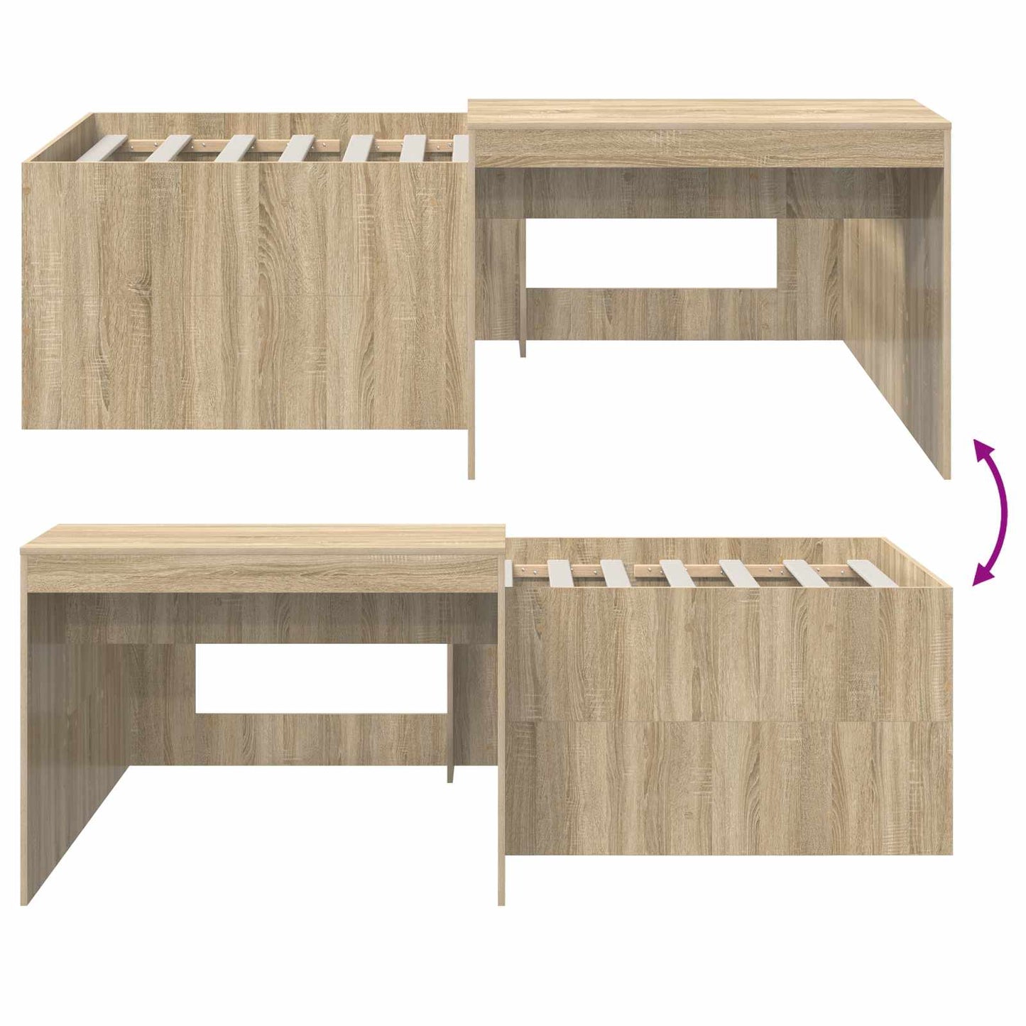 vidaXL Kids'High Bed Frame with Desk Sonoma Oak 90 x 200 cm