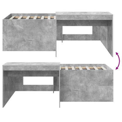 vidaXL Kids'High Bed Frame with Desk Concrete Grey 90 x 200 cm