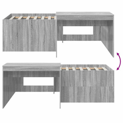 vidaXL Kids'High Bed Frame with Desk Grey Sonoma 90 x 200 cm