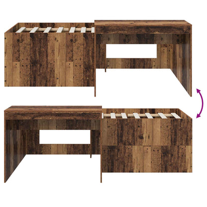 vidaXL Kids'High Bed Frame with Desk Old wood 90 x 200 cm