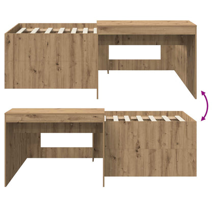 vidaXL Kids'High Bed Frame with Desk Artisan Oak 90 x 200 cm