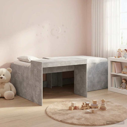 vidaXL Kids'High Bed Frame with Desk Concrete Grey 98.5 x 200 cm