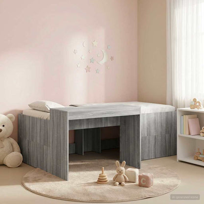 vidaXL Kids'High Bed Frame with Desk Grey Sonoma 98.5 x 200 cm
