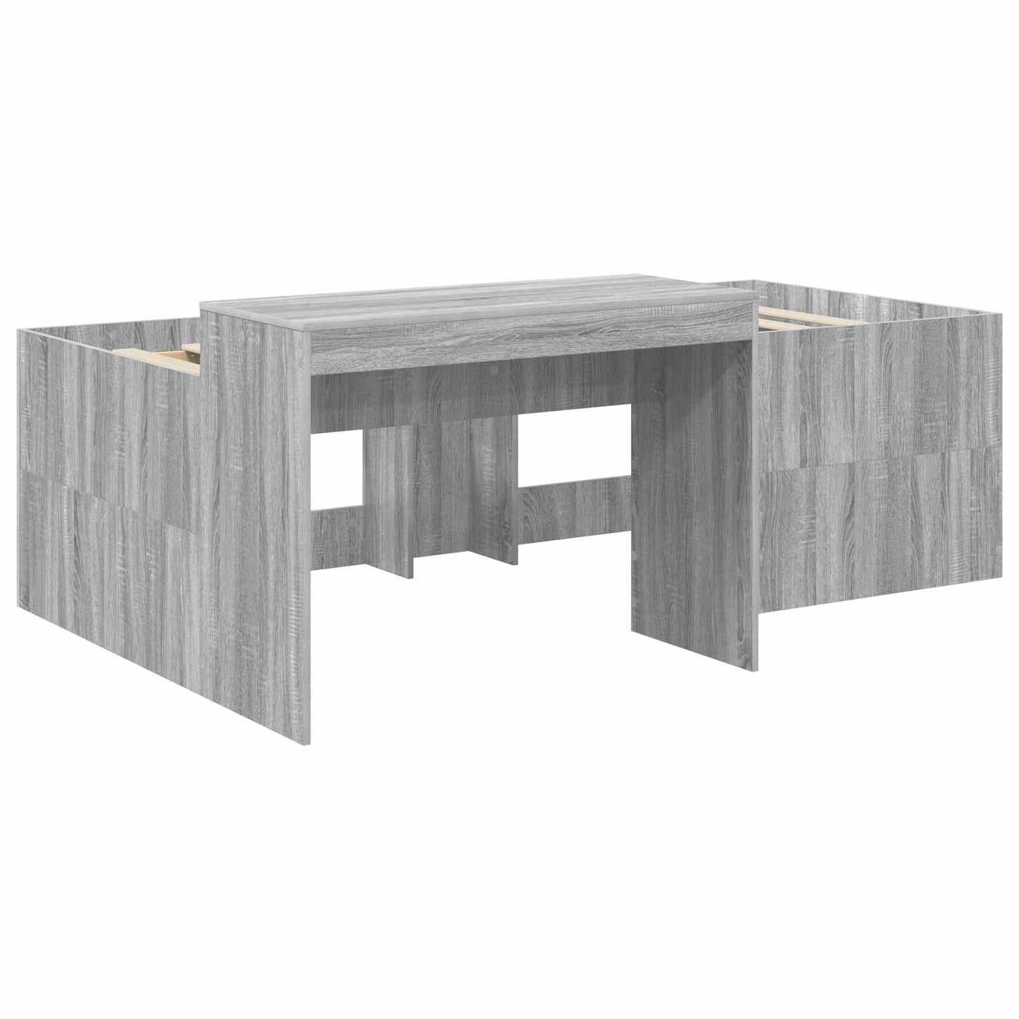 vidaXL Kids'High Bed Frame with Desk Grey Sonoma 98.5 x 200 cm