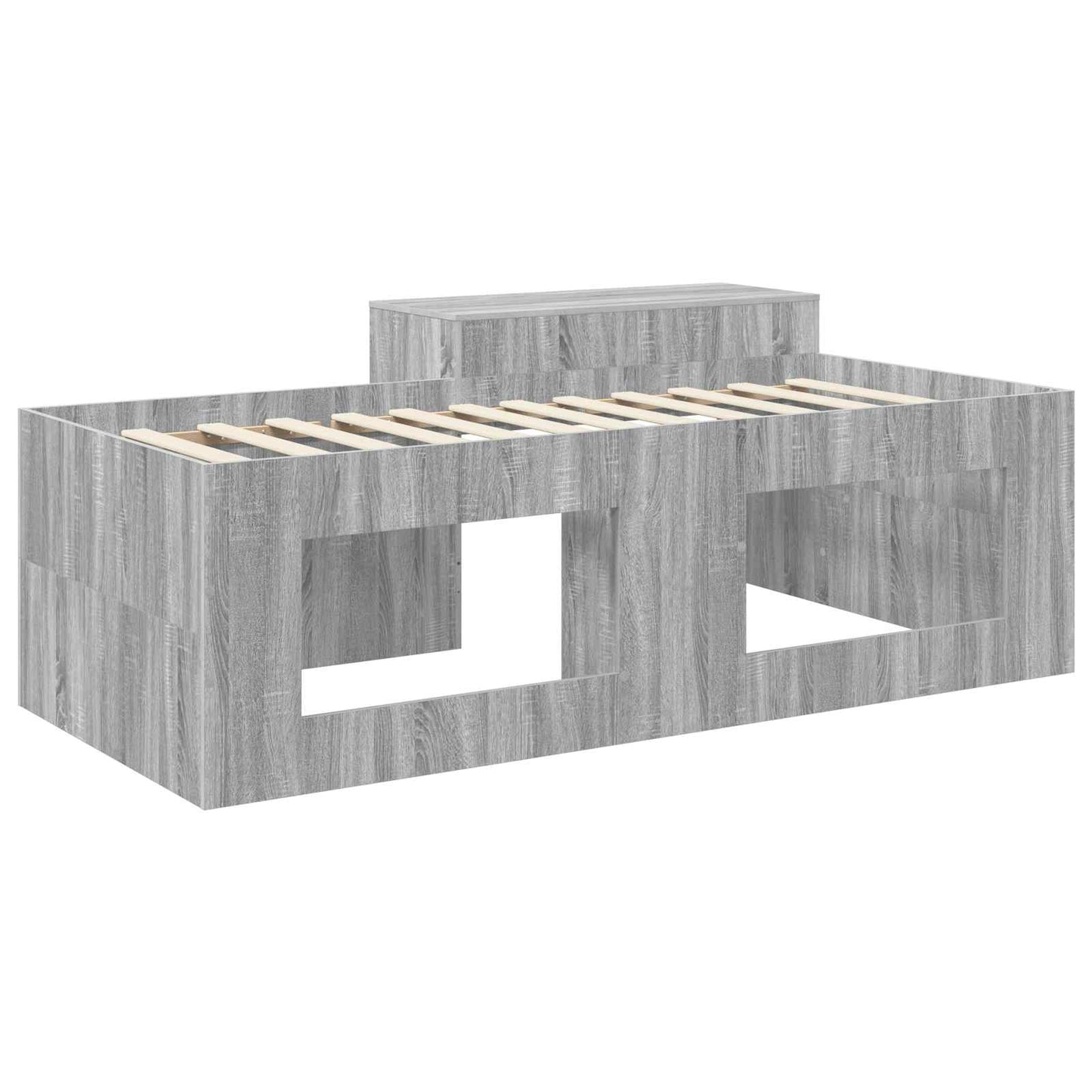 vidaXL Kids'High Bed Frame with Desk Grey Sonoma 98.5 x 200 cm