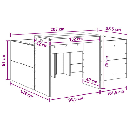 vidaXL Kids'High Bed Frame with Desk Grey Sonoma 98.5 x 200 cm