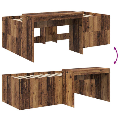 vidaXL Kids'High Bed Frame with Desk Old wood 98.5 x 200 cm