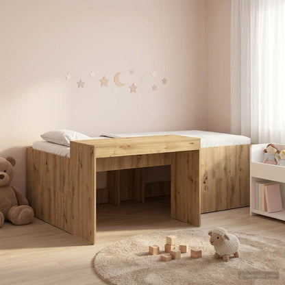 vidaXL Kids'High Bed Frame with Desk Artisan Oak 100 x 200 cm