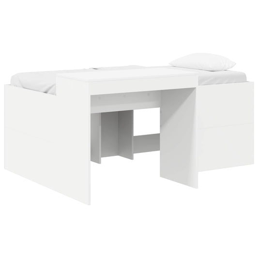 vidaXL Kids'High Bed Frame with Desk White 80 x 160 cm