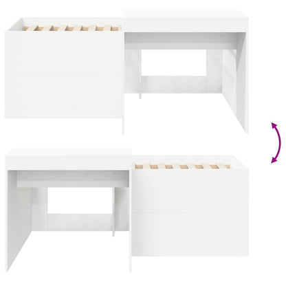 vidaXL Kids'High Bed Frame with Desk White 80 x 160 cm