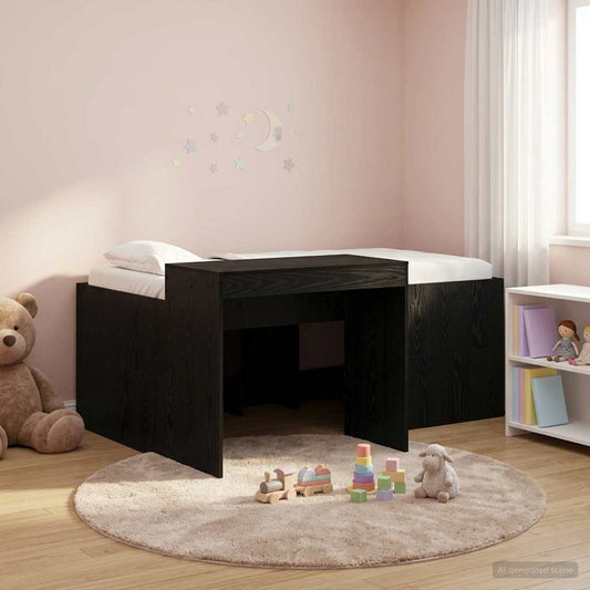 vidaXL Kids'High Bed Frame with Desk Black 80 x 160 cm