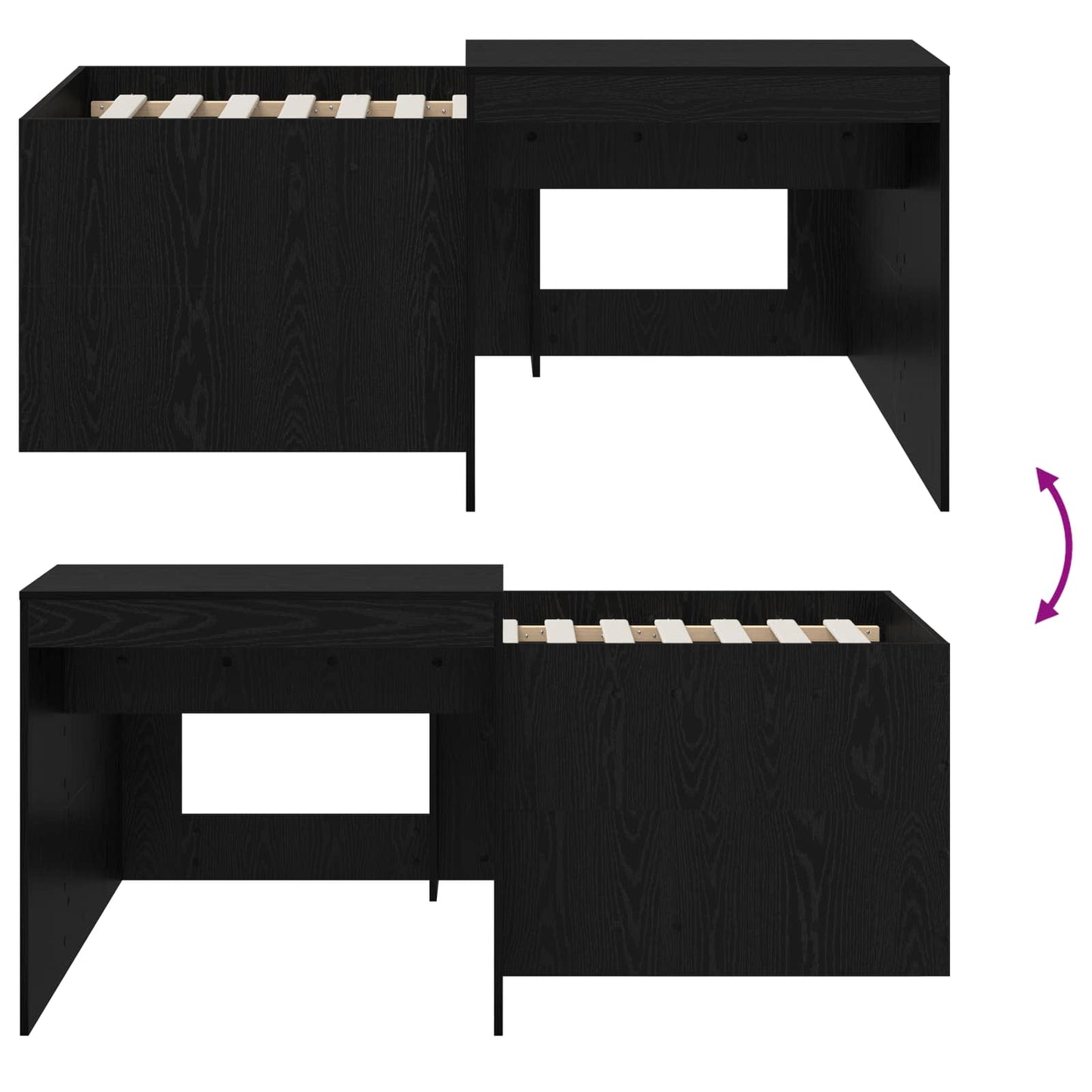 vidaXL Kids'High Bed Frame with Desk Black 80 x 160 cm