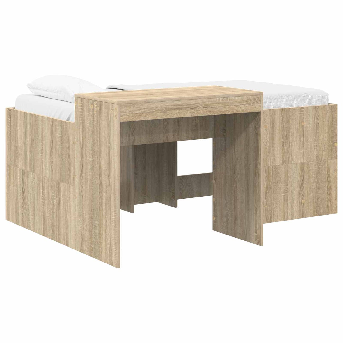 vidaXL Kids'High Bed Frame with Desk Sonoma Oak Engineered Wood