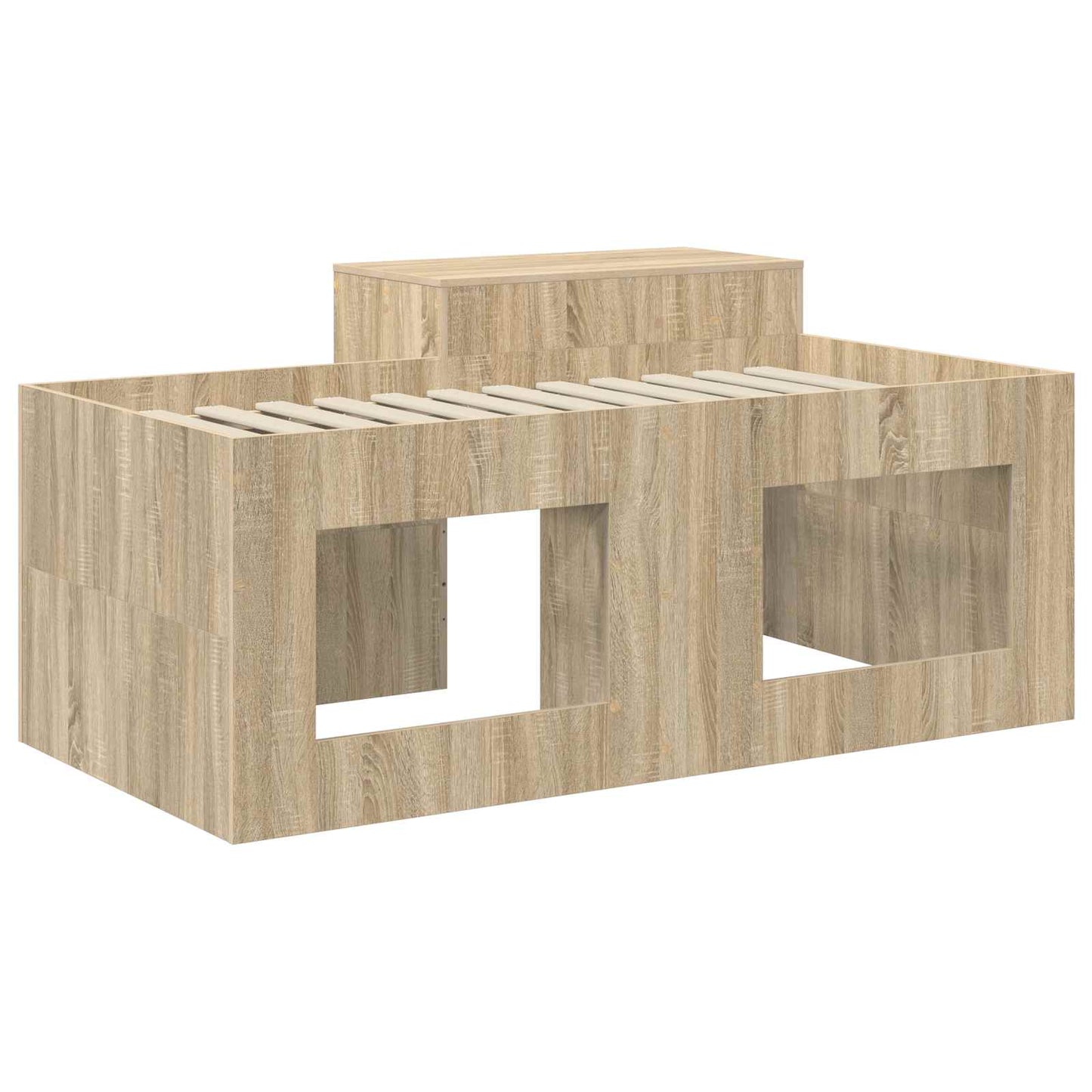 vidaXL Kids'High Bed Frame with Desk Sonoma Oak Engineered Wood