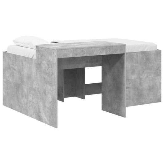 vidaXL Kids'High Bed Frame with Desk Concrete Grey 80 x 160 cm