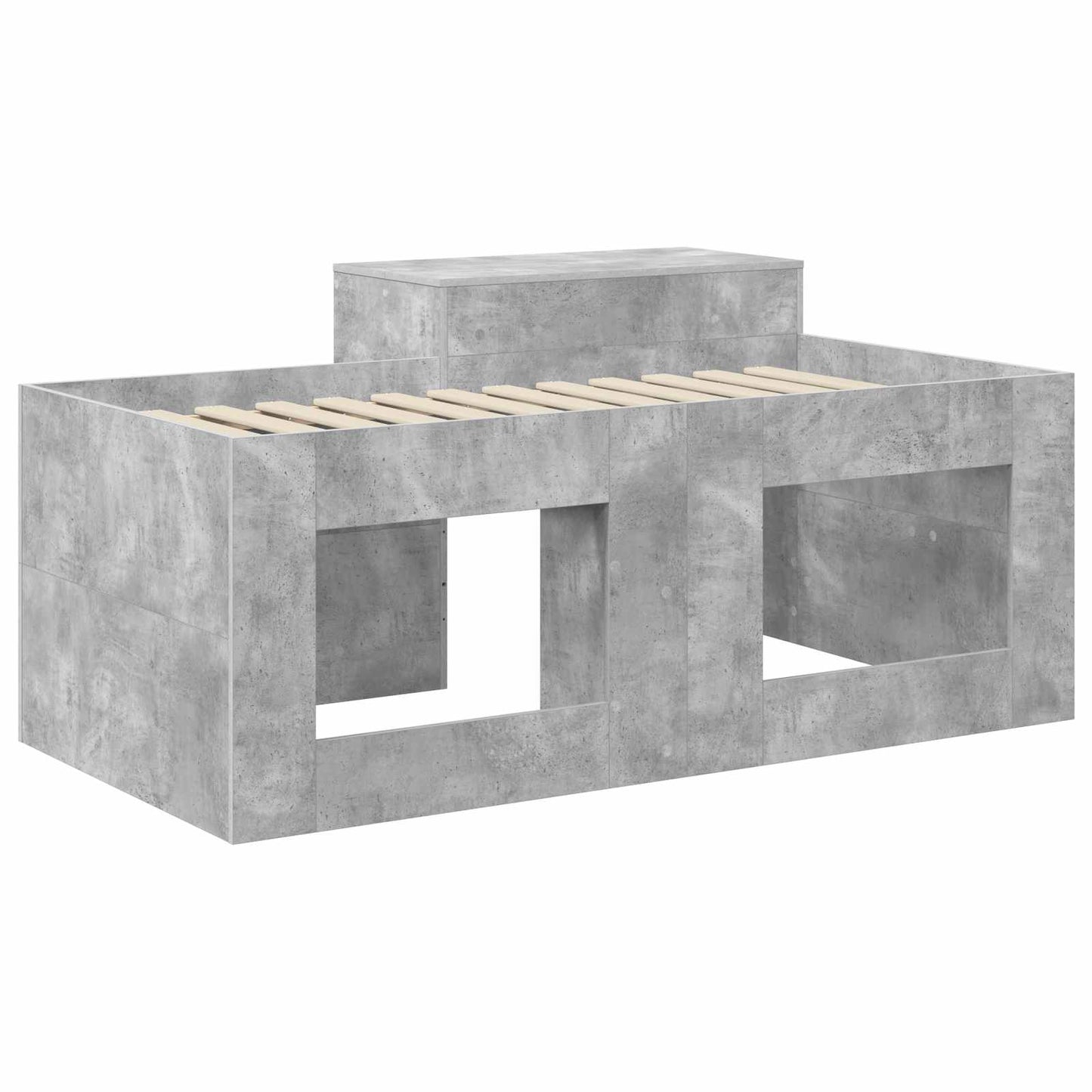 vidaXL Kids'High Bed Frame with Desk Concrete Grey 80 x 160 cm