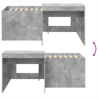vidaXL Kids'High Bed Frame with Desk Concrete Grey 80 x 160 cm