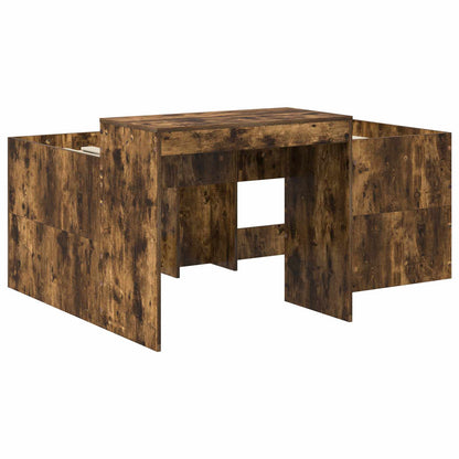 vidaXL Kids'High Bed Frame with Desk Smoked Oak 80 x 160 cm