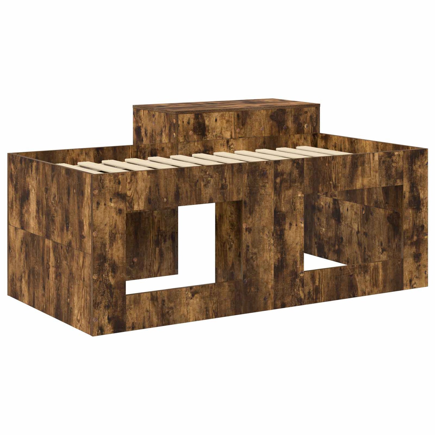 vidaXL Kids'High Bed Frame with Desk Smoked Oak 80 x 160 cm